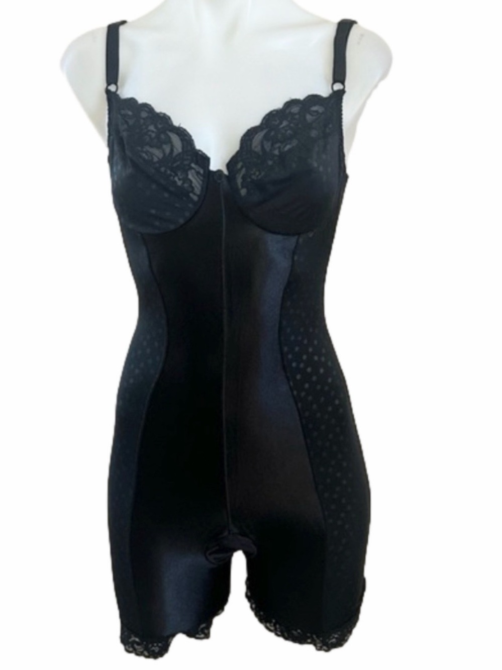 Valentino Intimo Vintage Black Lace Bodysuit Shapewear 36C Adjustable Straps